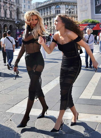 Brooks Nader and Grace Ann - in sheer Black Lace Across Milan Fashion Week 27.09.2026