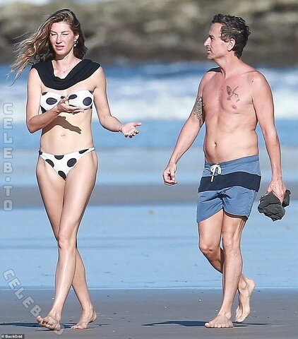 Gisele Bundchen wearing a Cow Bikini at the beach in Costa Rica 2020