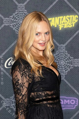 Heather Graham wears a sheer black lace maxi dress at Fantastic Fest 2026