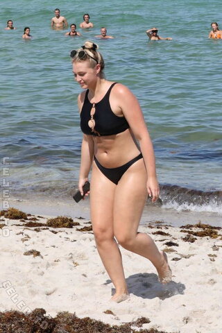 Iskra Lawrence in a Black Bikini on the Beach in Miami 07/12/2018
