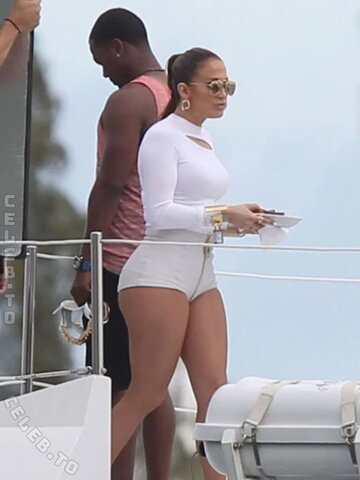 Jennifer Lopez on a yacht for the shoot of a music video in Miami 2014