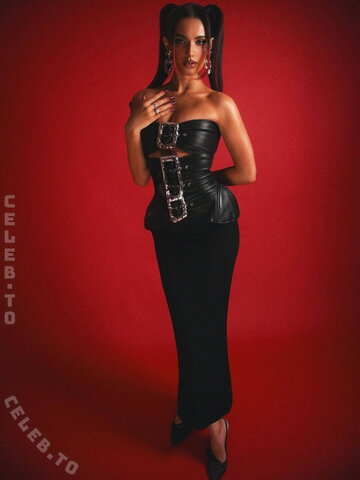 Kylie Cantrall in leather corset dress for a Thom Kerr Grammy editorial photoshoot in February 2026