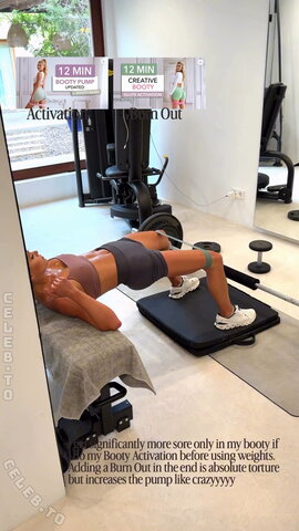 Pamela Reif – Sweaty booty day🍑 + nip🍒 and bikini👙