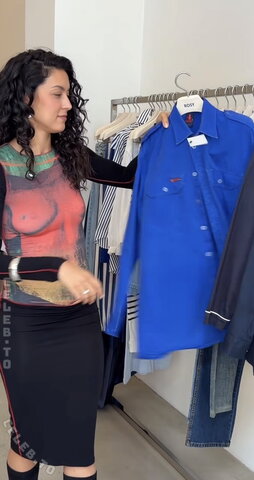 Rebecca Mir – Wonderful shirt for her nipples