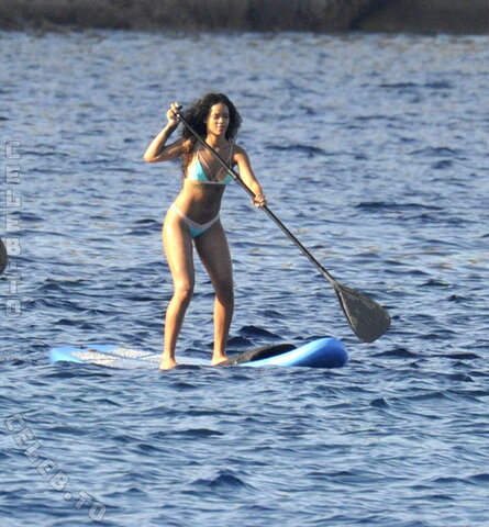 Rihanna in a Bikini – Paddleboarding in Italy, August 2014