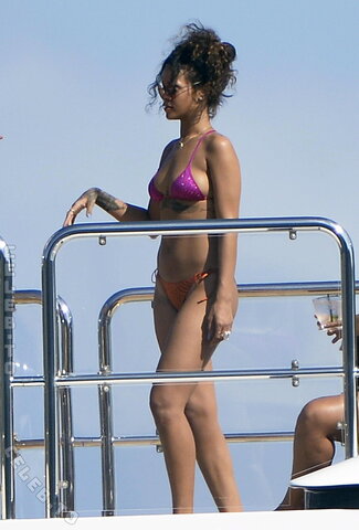 Rihanna in a Bikini on a Boat in Ponza, August 2014