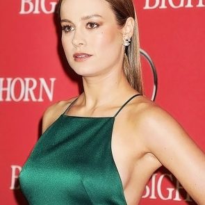 Brie Larson boobs in green dress