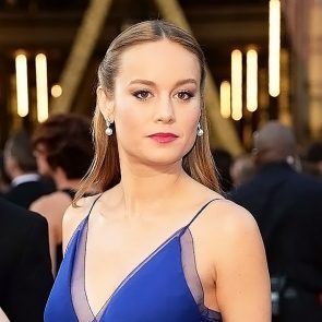Brie Larson boobs in blue dress