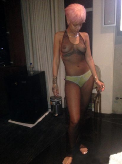 Rihanna nude in see through dress