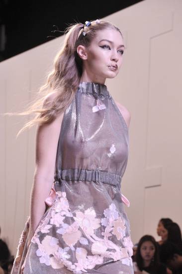 Gigi Hadid nipples in see through dress