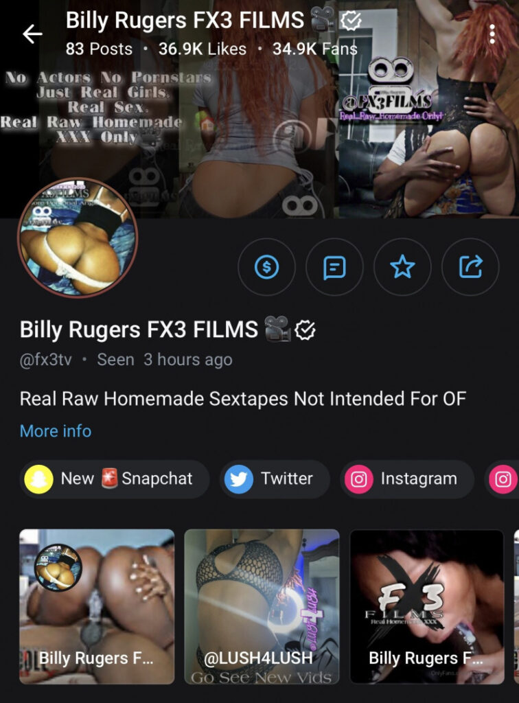 OnlyFans – Billy Rugers FX3 FILMS – Nude Leaks