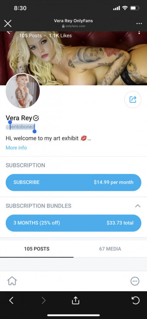 OnlyFans – Instagram – Lentobonez / Vera Rey – Nude Leaks