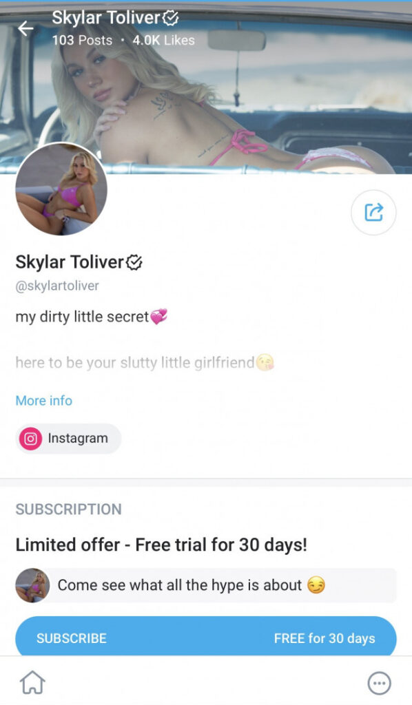 OnlyFans – TikTok – Instagram – Skylar Toliver/skylartoliver/skylarxtoliver/bianca_davis – Nude